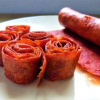 Rolls of homemade, foraged rosehip fruit leather