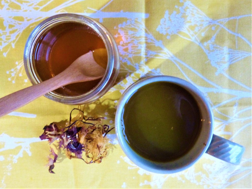 Mug of diluted Carrageen syrup, with honey