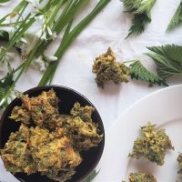 Bowl of freshly made wild green pakoras