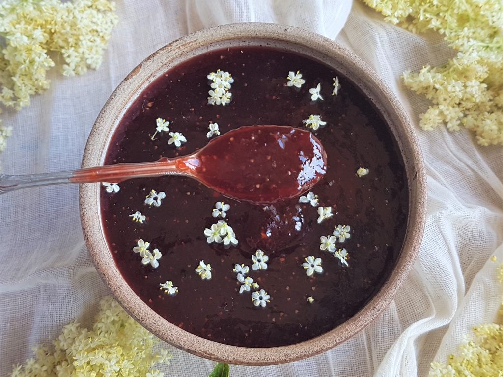 Homemade jam with fresh strawberries