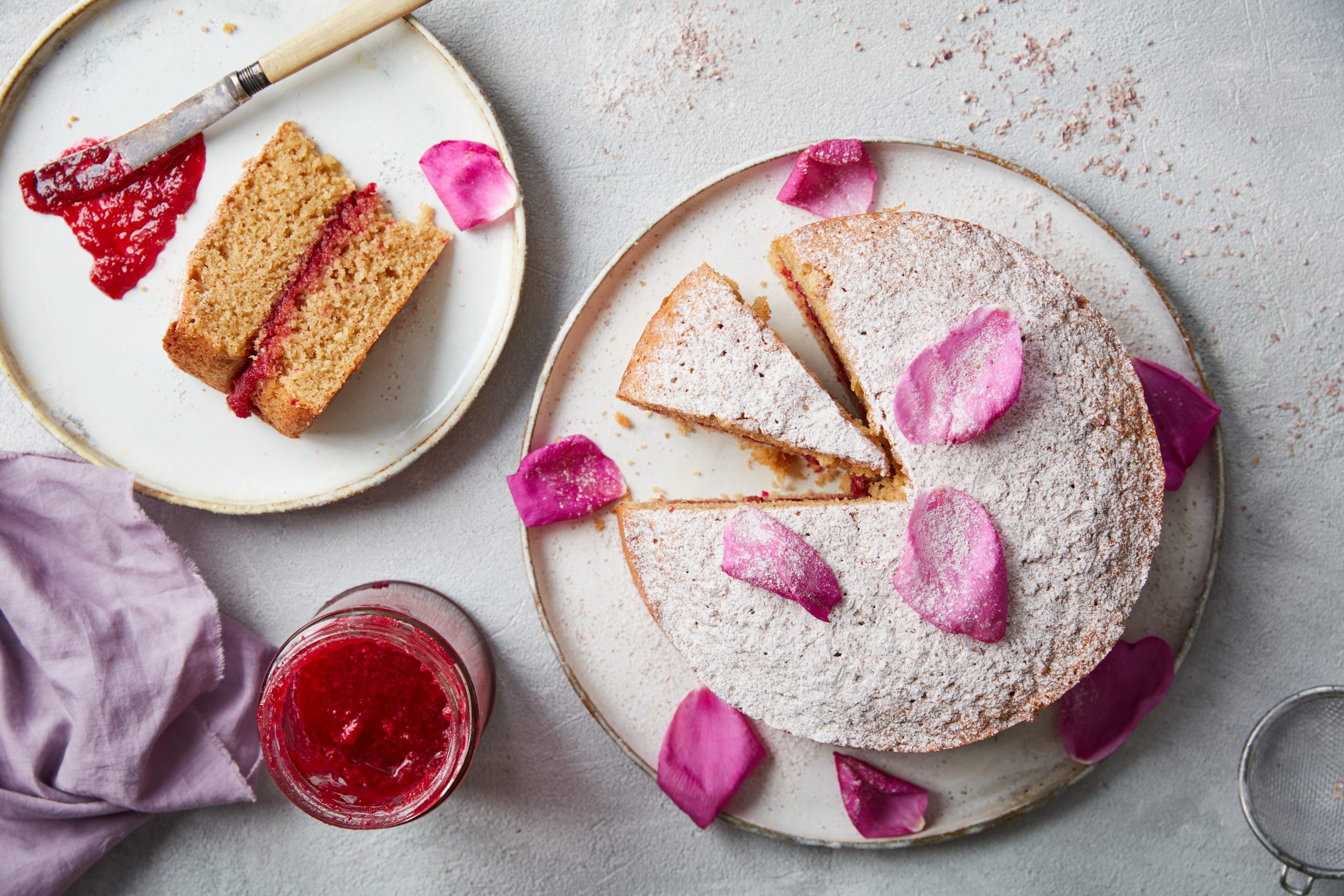 Homemade cake recipe with wild rose preserve by forager Rachel Lambert