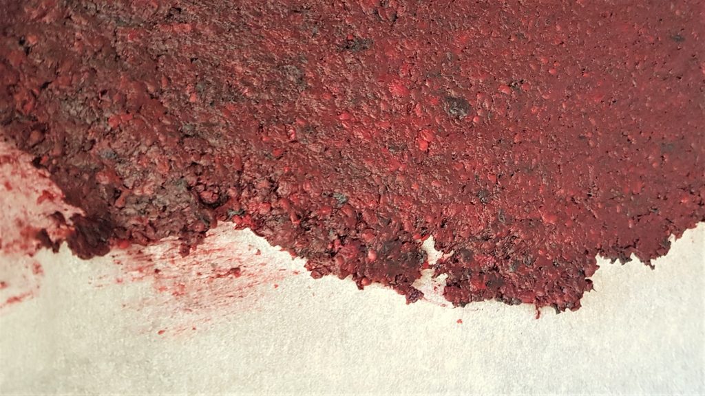 Fresh blackberry pulp ready to be dried