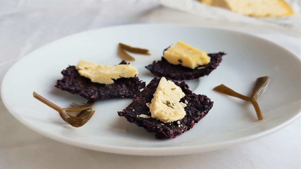 Paleo pure blackberry crackers with local Devonshire cheese