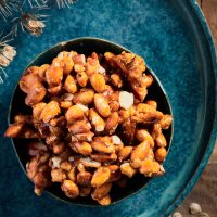 bowl of wild spiced caramelised nuts
