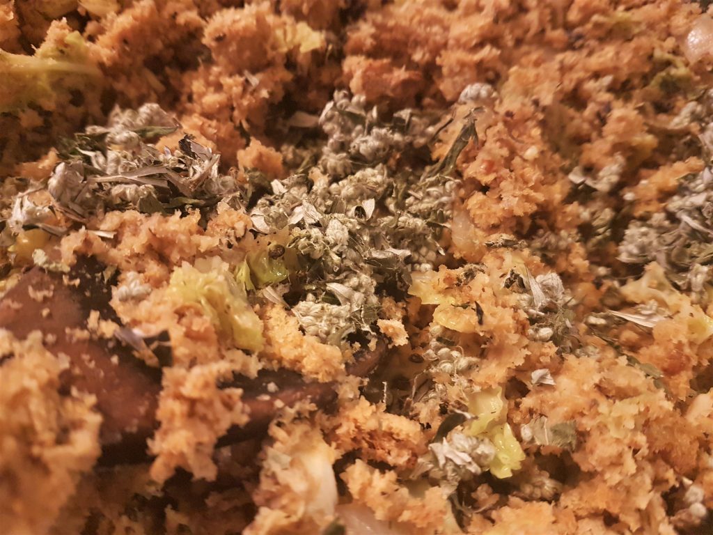 Homemade stuffing mix, ready to bake