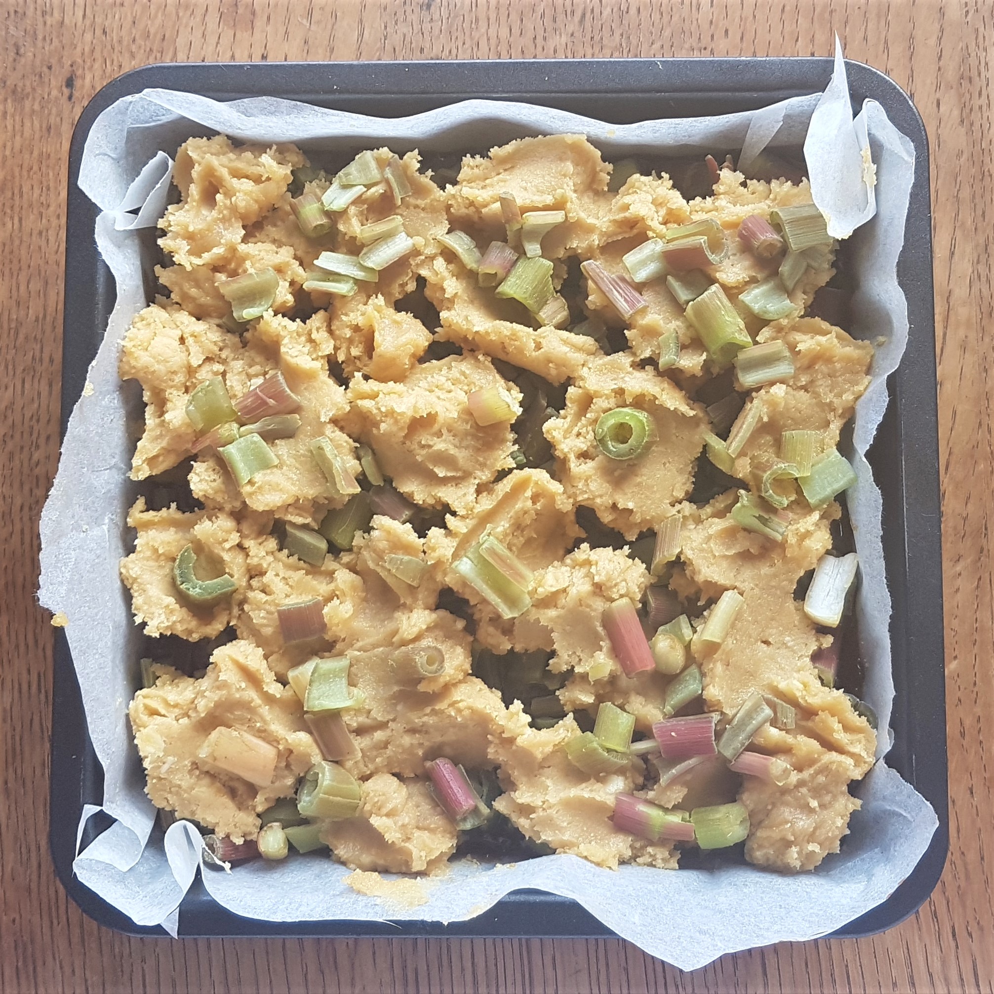 Pre-baked foraged Japanese knotweed frangipane