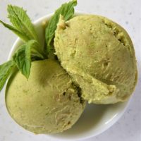 Freshly made ice cream with wild mint from a foraging course in Cornwall