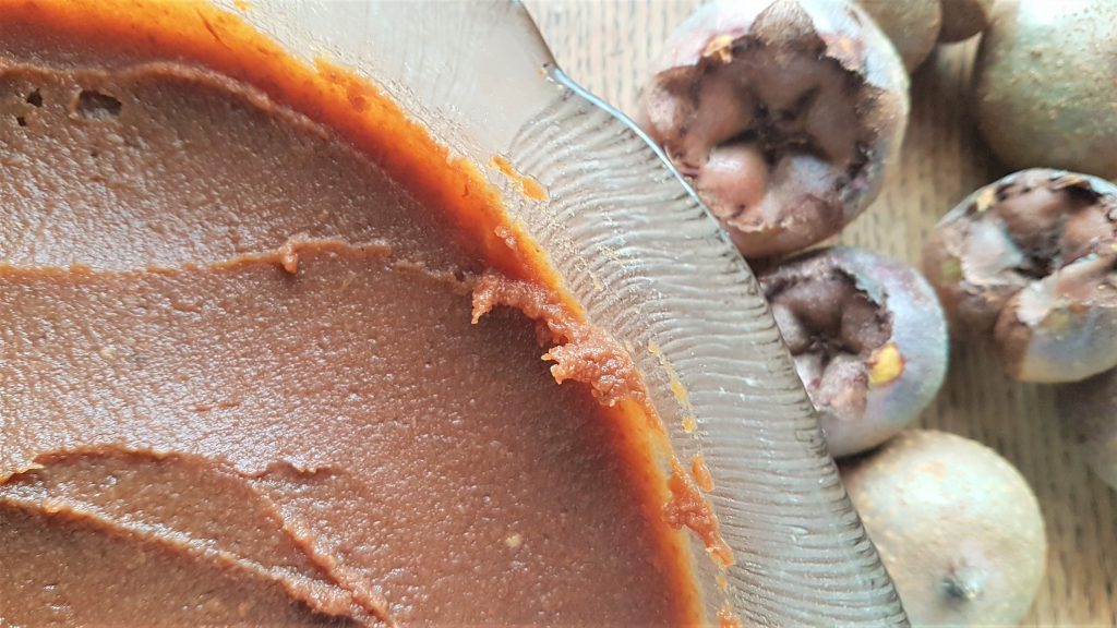 Making medlar puree for desserts
